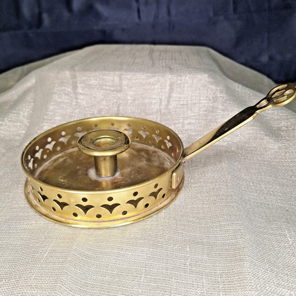 Vintage Victorian Arts & Crafts Brass Candle Night Chamber Stick England Copper